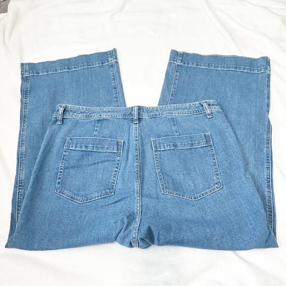GAP high rise wide leg crop jeans blue denim size 16 33 plus - Picture 3 of 9